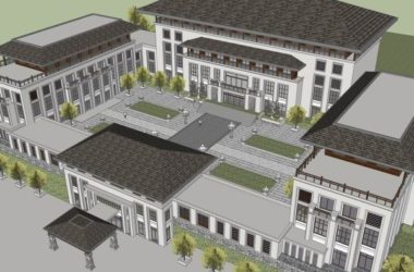 Sketchup景观模型|多层四合院落景观，中式风格-BIM建筑网
