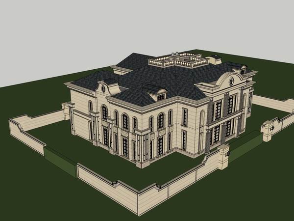 Sketchup办公模型|多层办公楼，法式古典风格