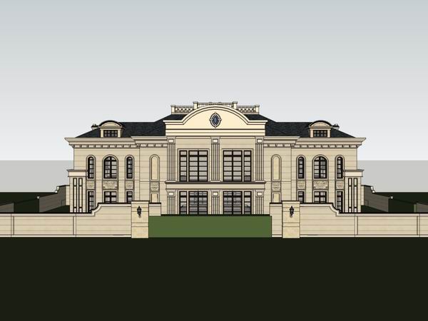 Sketchup办公模型|多层办公楼，法式古典风格