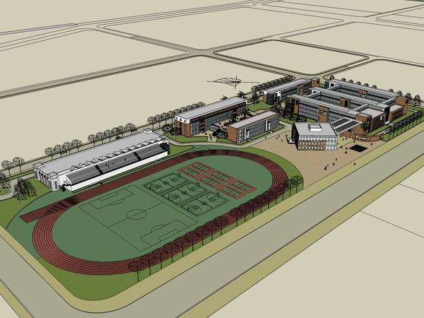 Sketchup学校模型|多层学校小学中学，校园教育建筑，现代风格