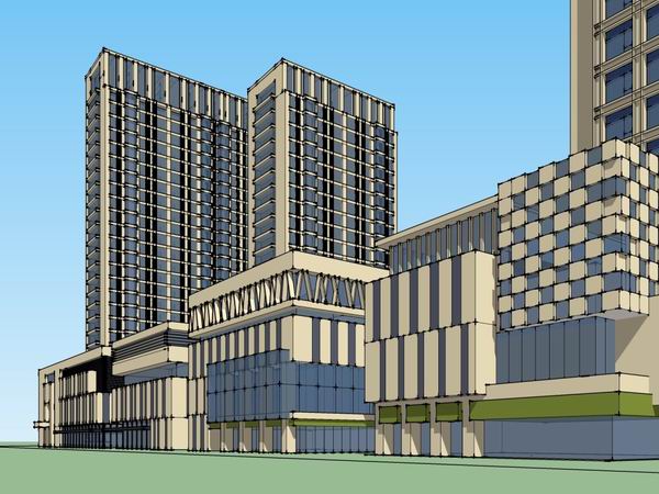 Sketchup酒店模型|多层旅馆，酒店，现代风格