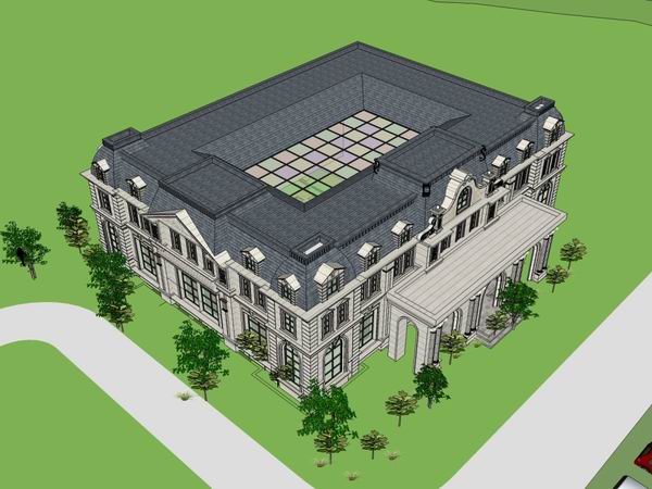 Sketchup住宅模型|多层售楼处，法式古典风格