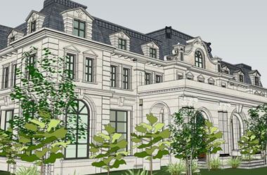 Sketchup住宅模型|多层售楼处，法式古典风格-BIM建筑网