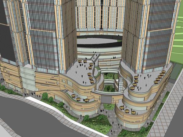 Sketchup综合体模型|多高层综合体，办公楼，商业，住宅，现代风格