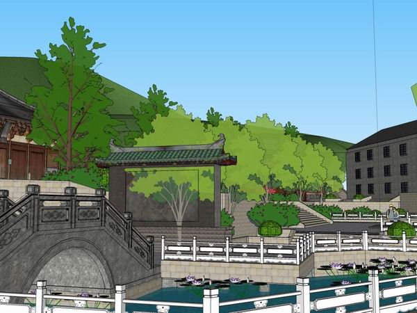 Sketchup古建筑模型|清阳观，多层道观，中式风格，古建