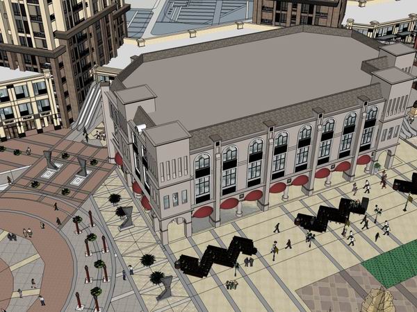 Sketchup商业模型|多层商业步行街，现代风格