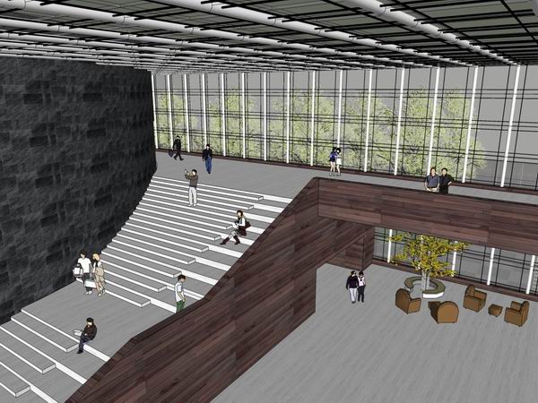 Sketchup文化模型|多层展览馆，文化建筑，现代风格