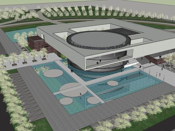 Sketchup文化模型|多层展览馆，文化建筑，现代风格