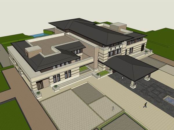 Sketchup住宅模型|多层重庆·协信星都会会所，住宅，古典风格