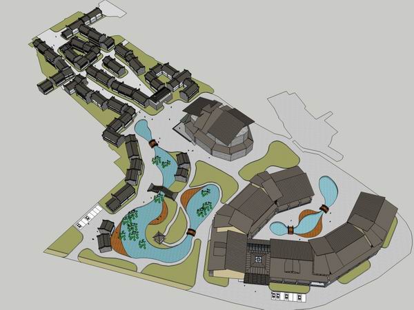 Sketchup商业模型|多层商业街，中式风格