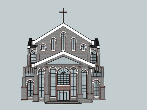 Sketchup文化模型|多层西式教堂，文化建筑，古典风格