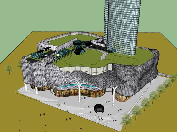 Sketchup综合体模型|超高层新加坡ION综合体，办公楼，商业，现代风格