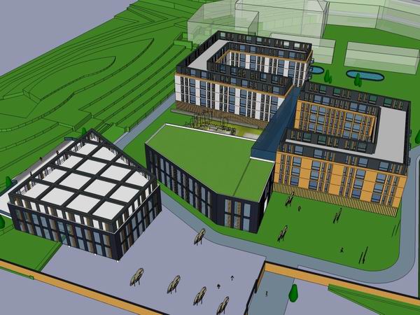 Sketchup医院模型|多层福利院，医疗建筑，现代风格