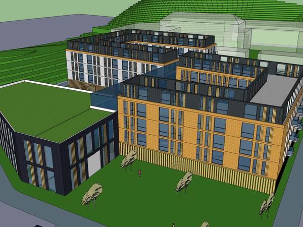 Sketchup医院模型|多层福利院，医疗建筑，现代风格