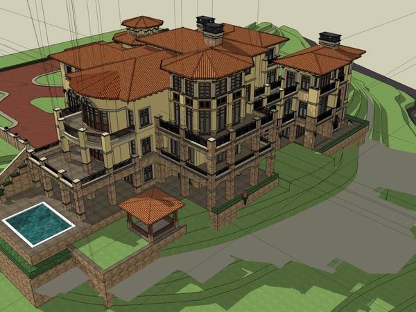 Sketchup商业模型|多层商业会所，古典风格