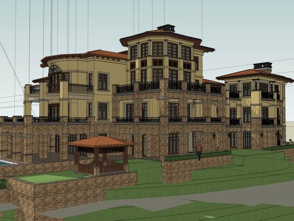 Sketchup商业模型|多层商业会所，古典风格