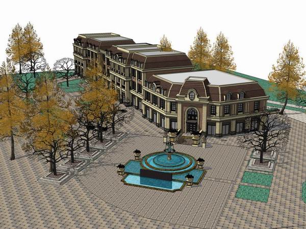 Sketchup商业模型|多层商业街，古典风格