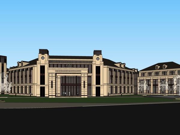 Sketchup酒店模型|多层酒店，欧式古典风格