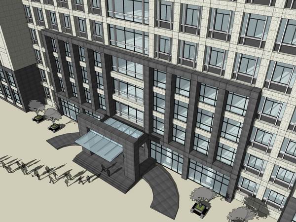 Sketchup办公模型|多层行政办公楼，古典风格
