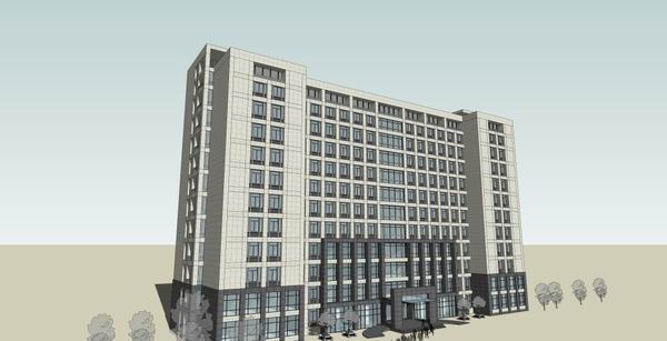 Sketchup办公模型|多层行政办公楼，古典风格