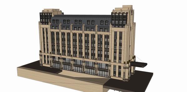 Sketchup商业模型|高层商业大楼，古典风格