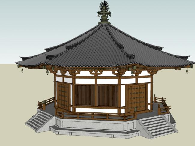 Sketchup古建筑模型|多层寺庙，古庙古寺，中式风格，古建
