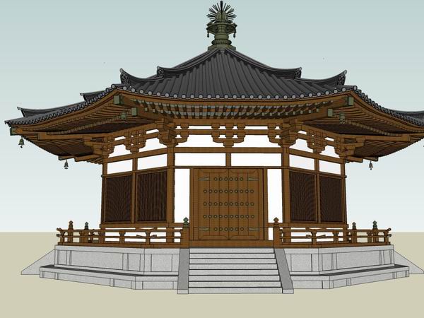 Sketchup古建筑模型|多层寺庙，古庙古寺，中式风格，古建-BIM建筑网