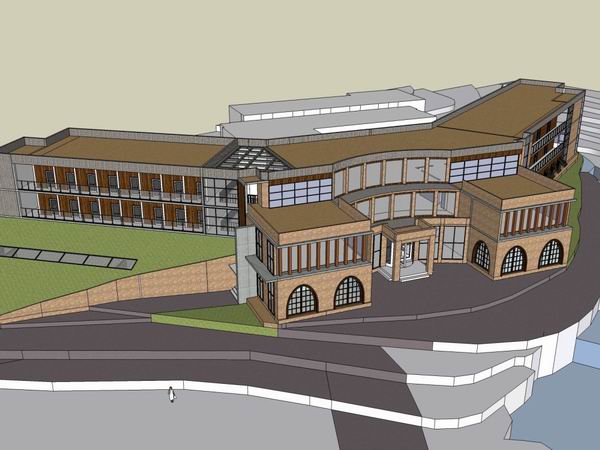 Sketchup酒店模型|多层山地旅馆，古典风格