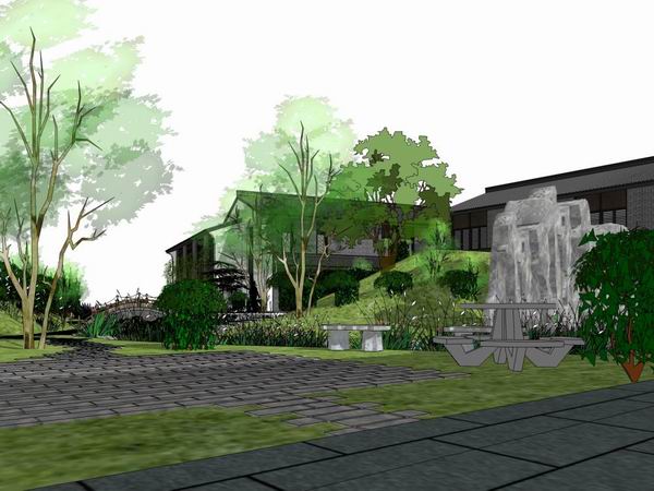 Sketchup学校模型|多层培训中心学校，校园教育建筑，中式风格