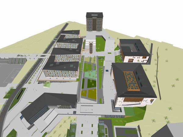 Sketchup学校模型|多层昆明工业职业技术学院学校，校园教育建筑，现代中式风格