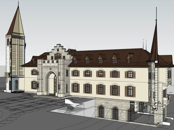 Sketchup住宅模型|多层售楼处，住宅，英式古典风格