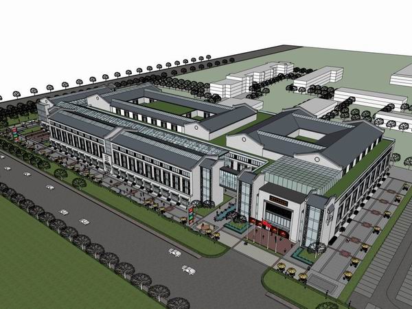 Sketchup商业模型|多层商场，商业，现代中式风格