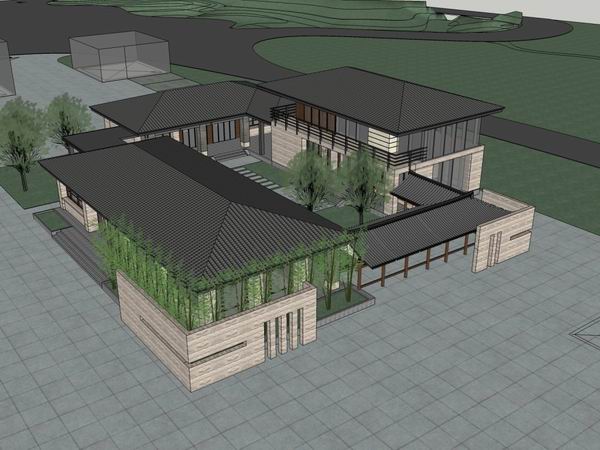 Sketchup办公模型|多层办公楼，古典风格