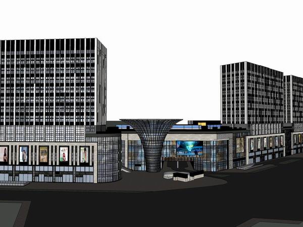 Sketchup商业模型|多层龙湖·成都北城天街商业街，现代风格