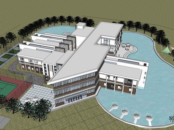 Sketchup酒店模型|多层经济类酒店，现代风格