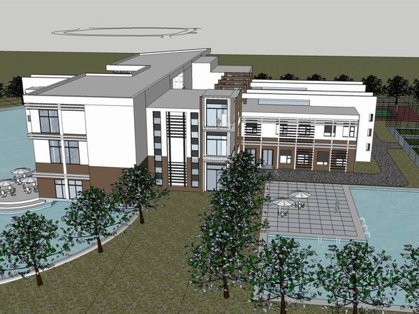 Sketchup酒店模型|多层经济类酒店，现代风格