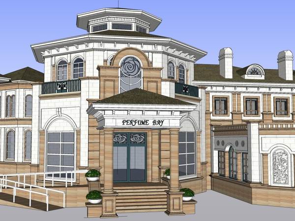Sketchup商业模型|多层商业会所，古典西班牙风格