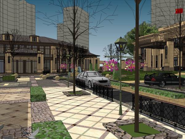 Sketchup住宅模型|多层售楼处，住宅，古典风格