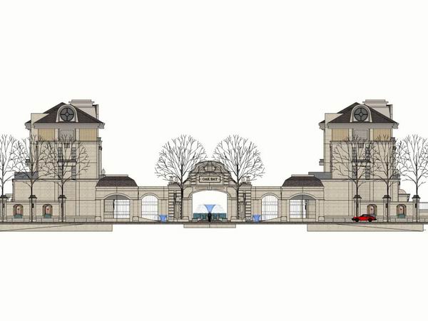 Sketchup住宅模型|多层小区大门，简欧古典风格