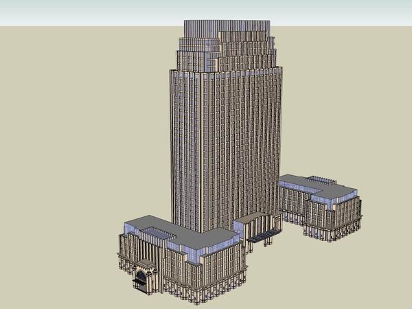 Sketchup酒店模型|高层酒店，古典风格