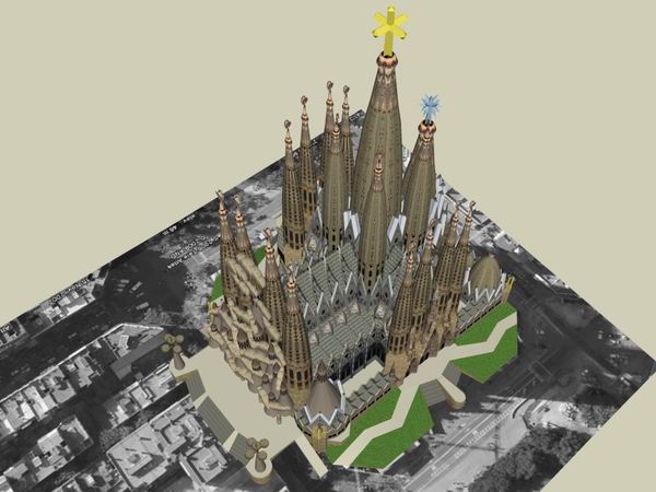Sketchup文化模型|圣家族大教堂，文化建筑，古典风格