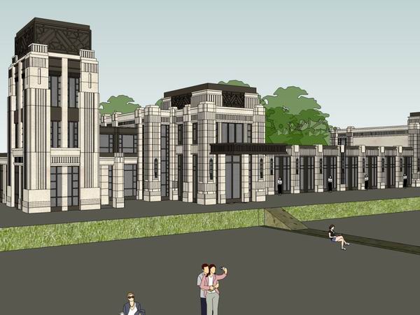 Sketchup酒店模型|多层酒店，古典风格