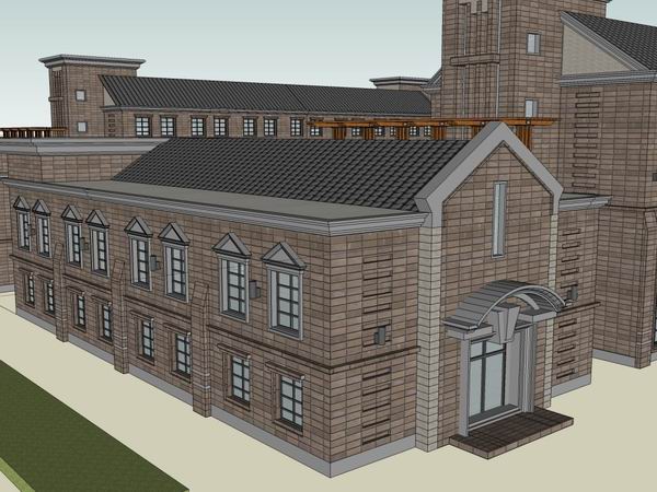 Sketchup办公模型|多层办公楼，古典风格