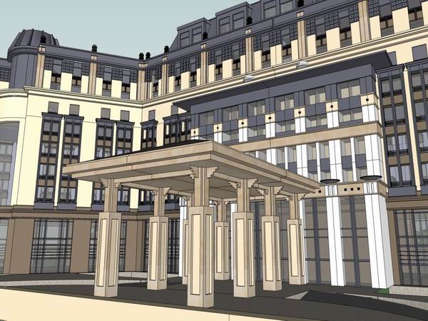 Sketchup酒店模型|多层酒店，古典风格