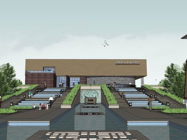 Sketchup文化模型|多层昆明池水文化博物馆，文化建筑，现代风格