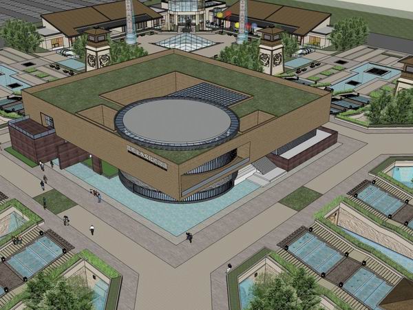 Sketchup文化模型|多层昆明池水文化博物馆，文化建筑，现代风格