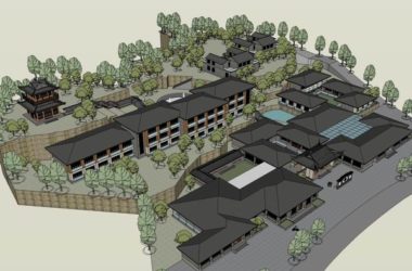 Sketchup酒店模型|多层度假村式酒店，现代中式风格-BIM建筑网