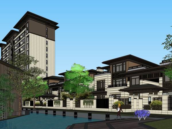 Sketchup住宅模型|多层售楼处，住宅，古典风格