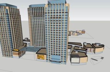 Sketchup综合体模型|高层办公楼，商业，综合体，现代风格-BIM建筑网