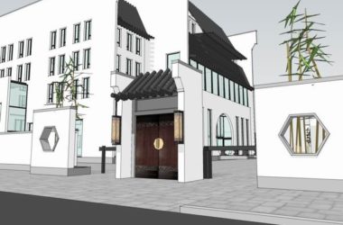 Sketchup景观模型|多层会所景观，现代中式风格-BIM建筑网